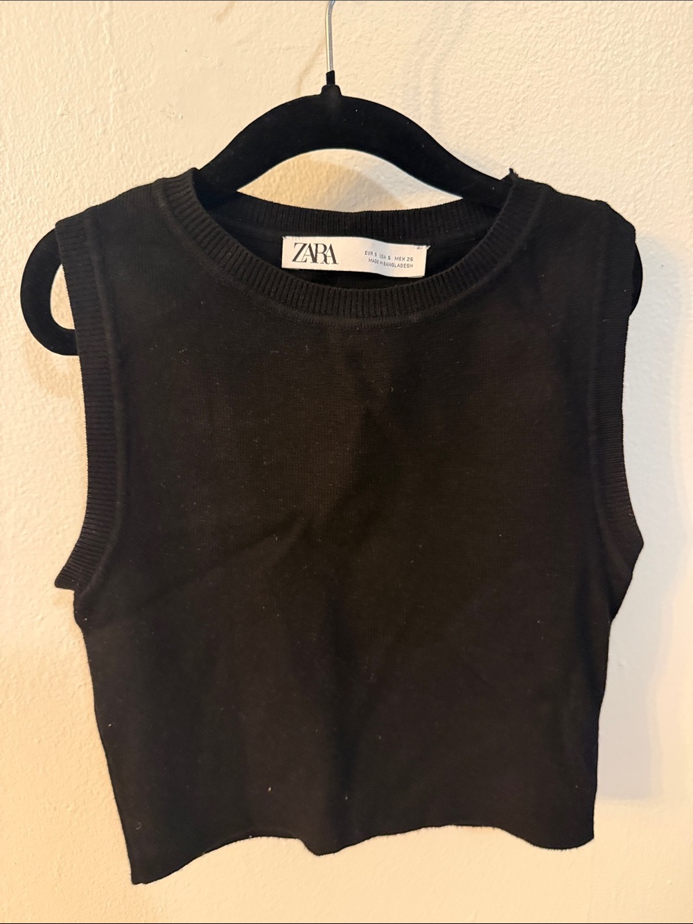 ZARA Black Ribbed Sleeveless Crop Top